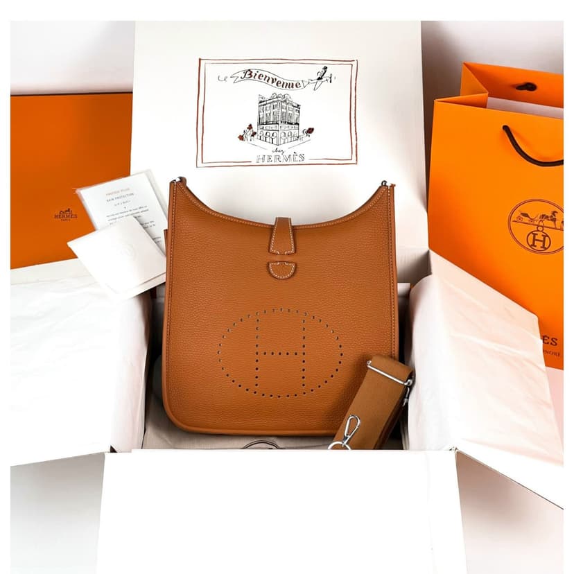 [True-to-ORIGINAL] Hermes Evelyne III 29 Bag Orange With Silver-Toned Hardware For Women, Women's Shoulder And Crossbody Bags 11.4in/29cm H056277CC9J