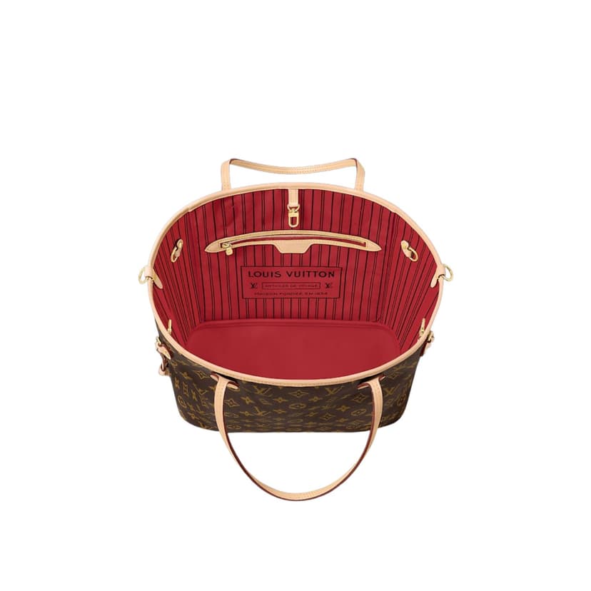 Louis Vuitton Neverfull Bandoulière Inside Out MM Rouge Sari Textile For Women 31cm/12.2in - M12096