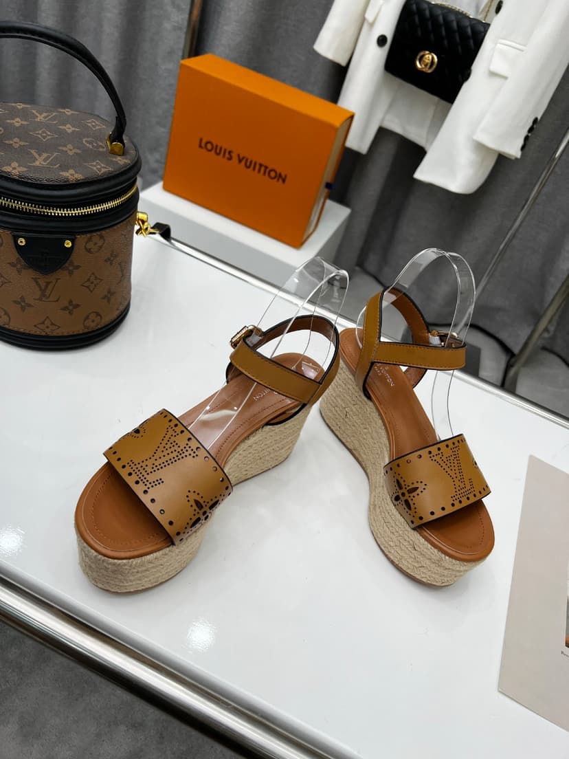 Louis Vuitton Women's Starboard Wedge Sandal Brown For Women LV 1A9PLN