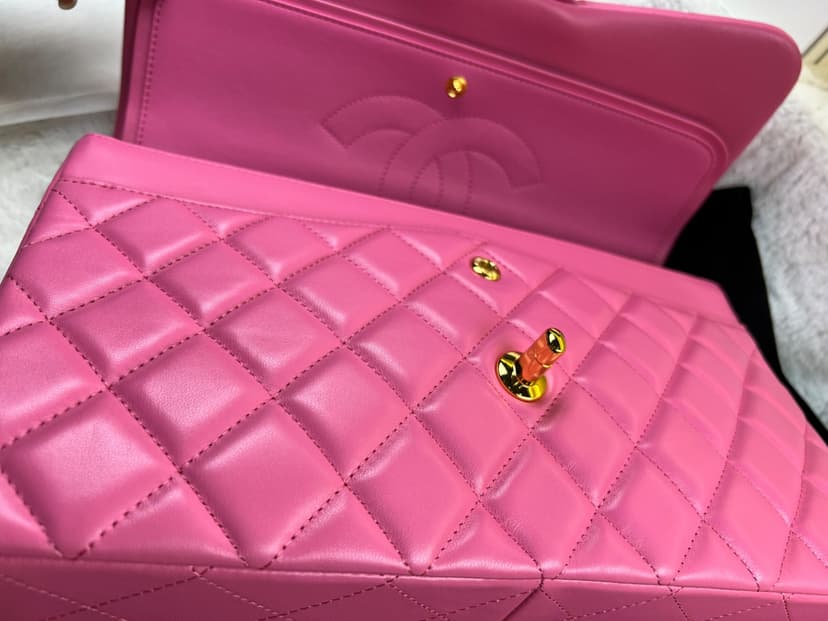 [True-to-ORIGINAL] Chanel Large Classic Handbag Gold Hardware Pink For Women 30cm/11.8in