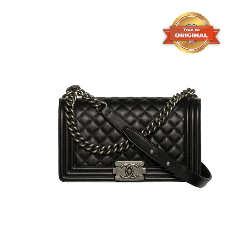 [True-to-ORIGINAL] Chanel Classic Boy Handbag Black For Women 9.8in/25cm A67086 Y09953 94305