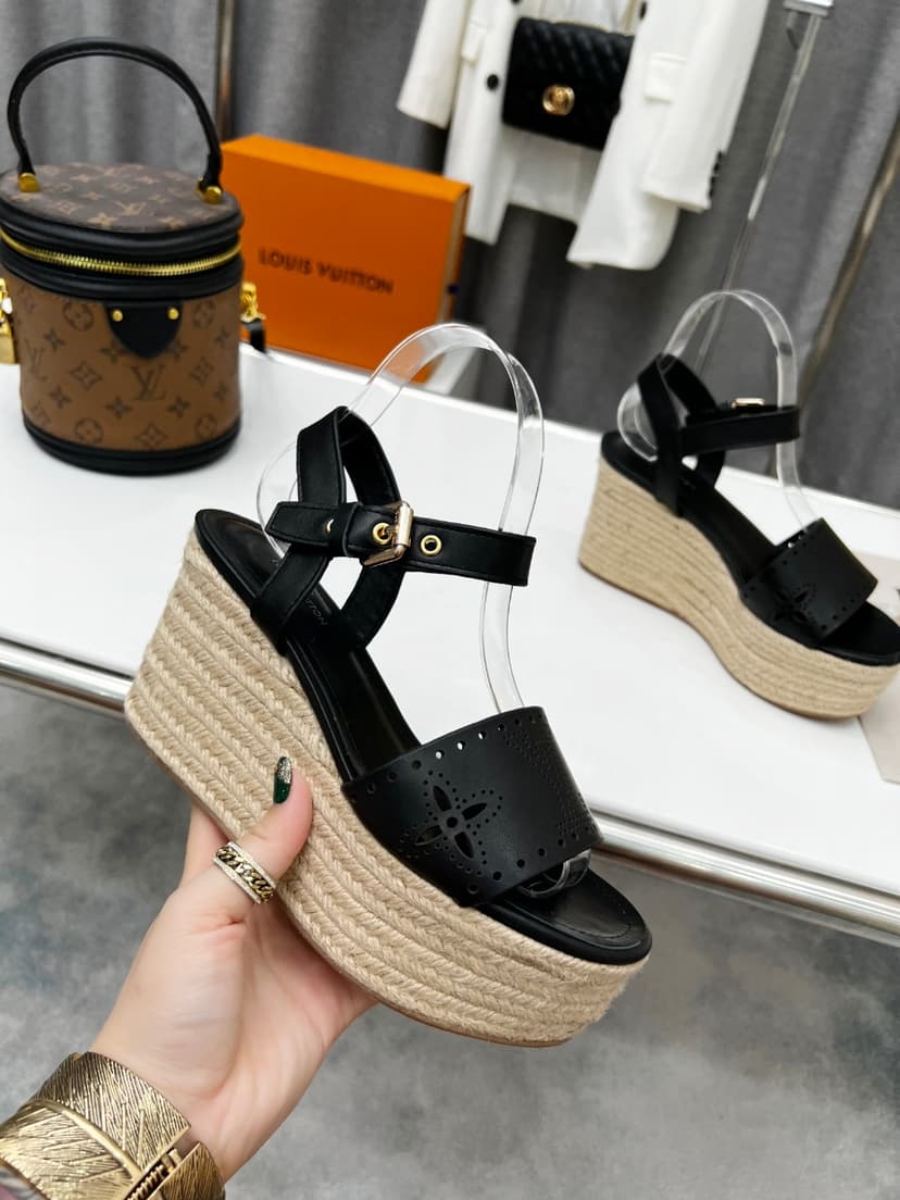 Louis Vuitton Women's Starboard Wedge Sandal Black For Women LV
