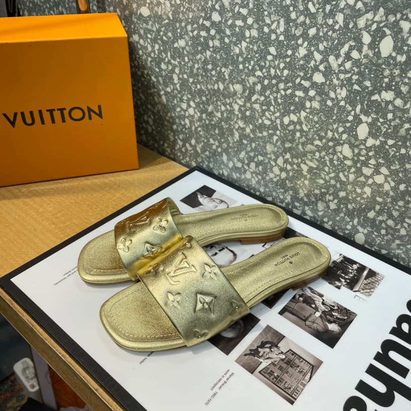 Louis Vuitton Women's Revival Flat Mule Gold For Women LV 1A9QKC