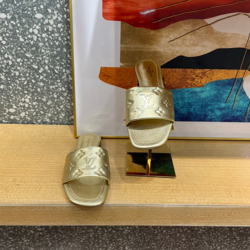 Louis Vuitton Women's Revival Flat Mule Gold For Women LV 1A9QKC