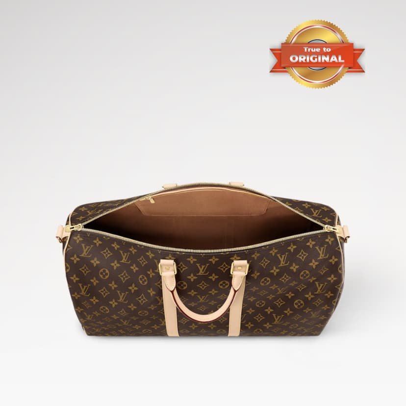 [True-to-ORIGINAL] Louis Vuitton Keepall Bandoulière 55 Bag Monogram Canvas Brown For Women 55cm/21.7in M41414