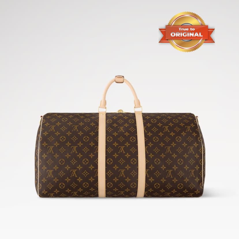[True-to-ORIGINAL] Louis Vuitton Keepall Bandoulière 55 Bag Monogram Canvas Brown For Women 55cm/21.7in M41414