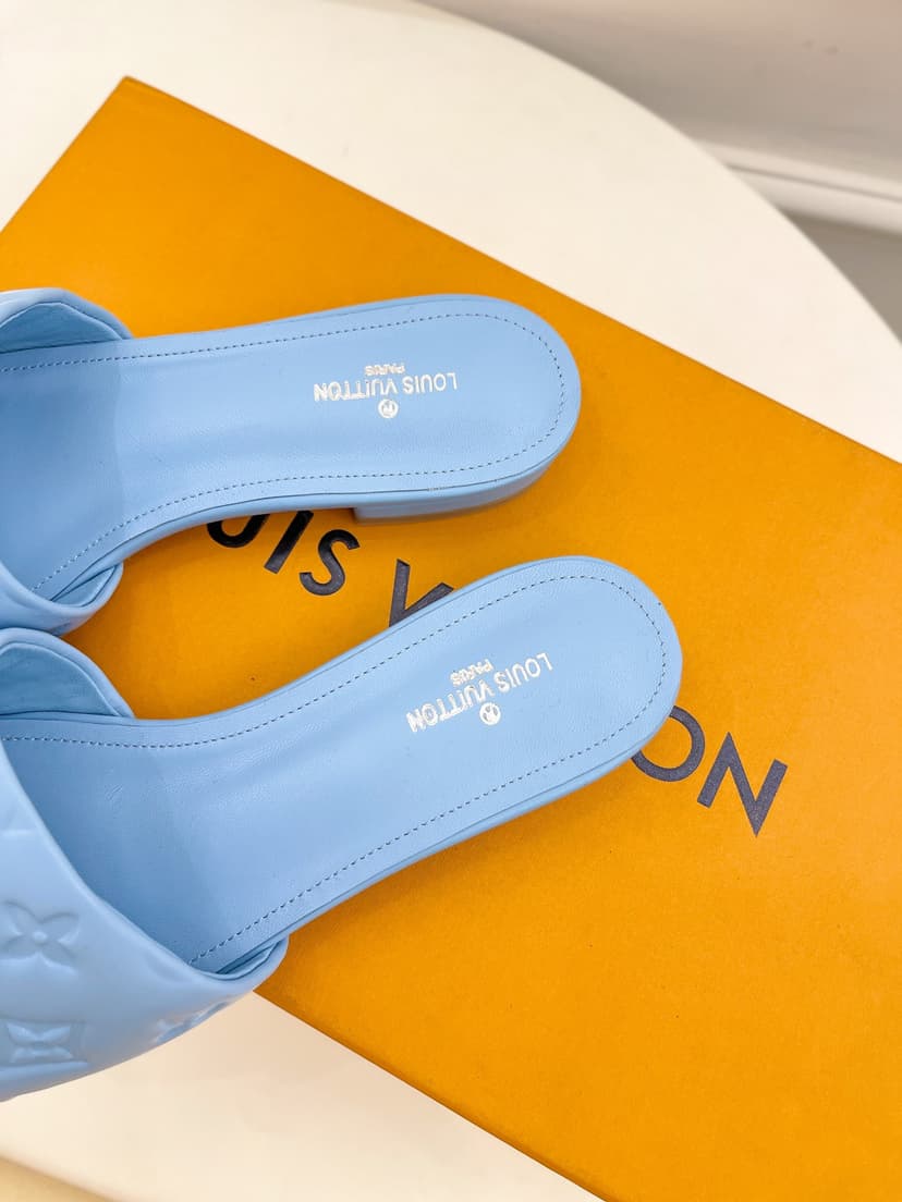 Louis Vuitton Women's Revival Flat Mule Light Blue For Women LV 1A9P7D