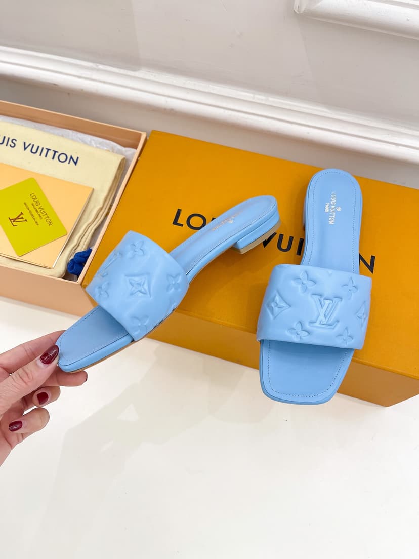 Louis Vuitton Women's Revival Flat Mule Light Blue For Women LV 1A9P7D