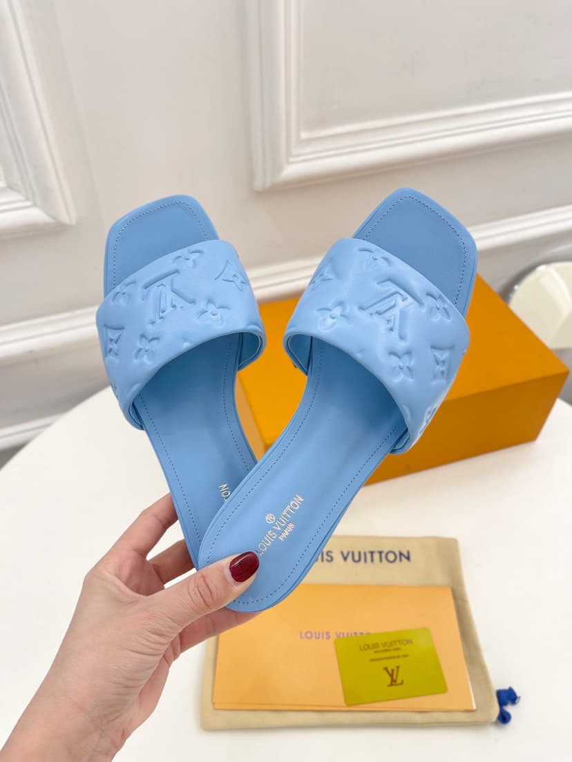 Louis Vuitton Women's Revival Flat Mule Light Blue For Women LV 1A9P7D