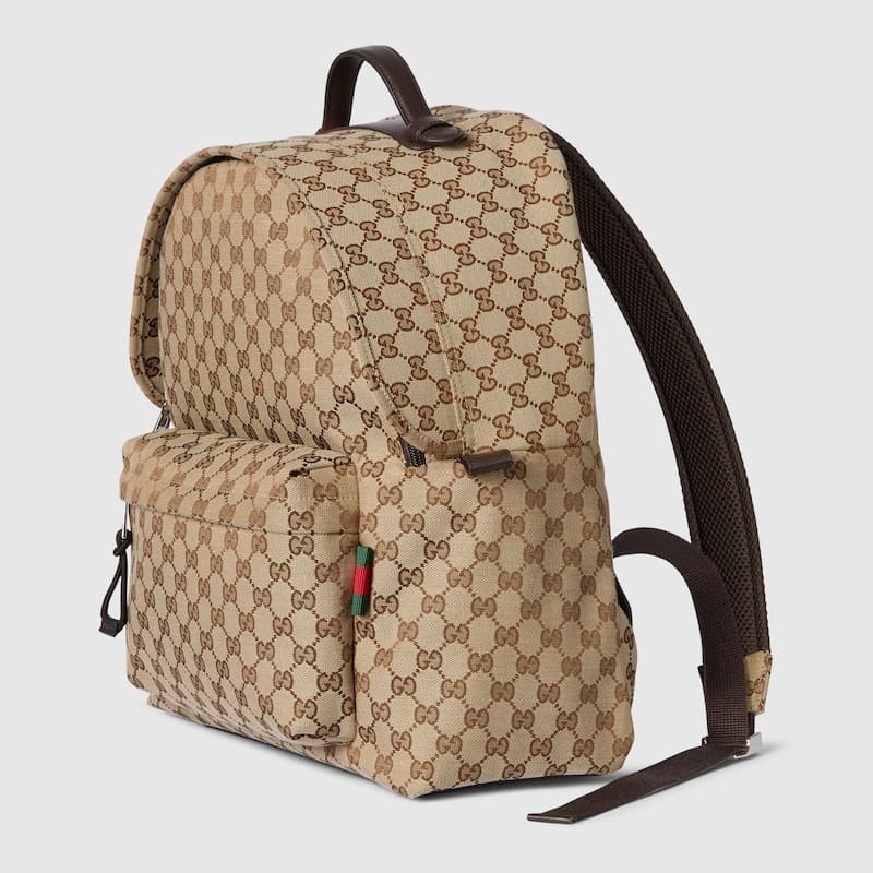 Gucci Medium GG Backpack With Web Beige And Dark Brown For Men 14.2in/36cm 824624 FAEHZ 9795