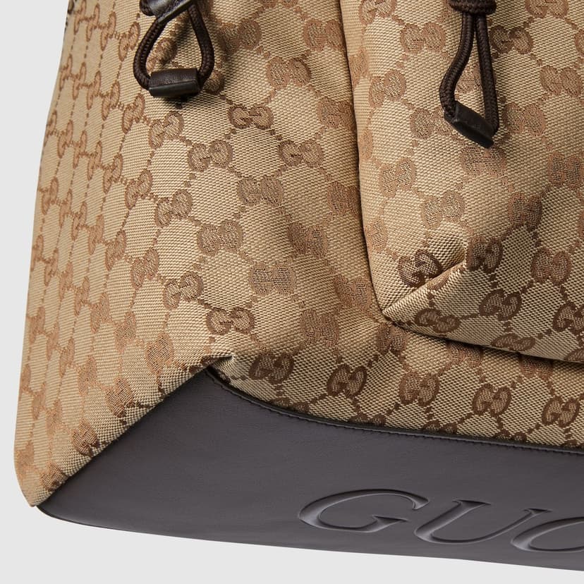 Gucci Medium GG Backpack With Web Beige And Dark Brown For Men 14.2in/36cm 824624 FAEHZ 9795