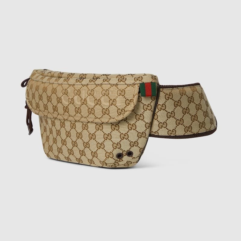 Gucci Small GG Belt Bag Beige And Dark Brown For Men 12.6in/32cm 804262 FADUK 9853