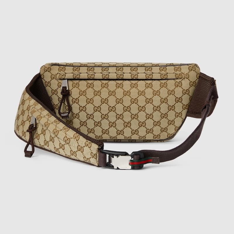 Gucci Small GG Belt Bag Beige And Dark Brown For Men 12.6in/32cm 804262 FADUK 9853