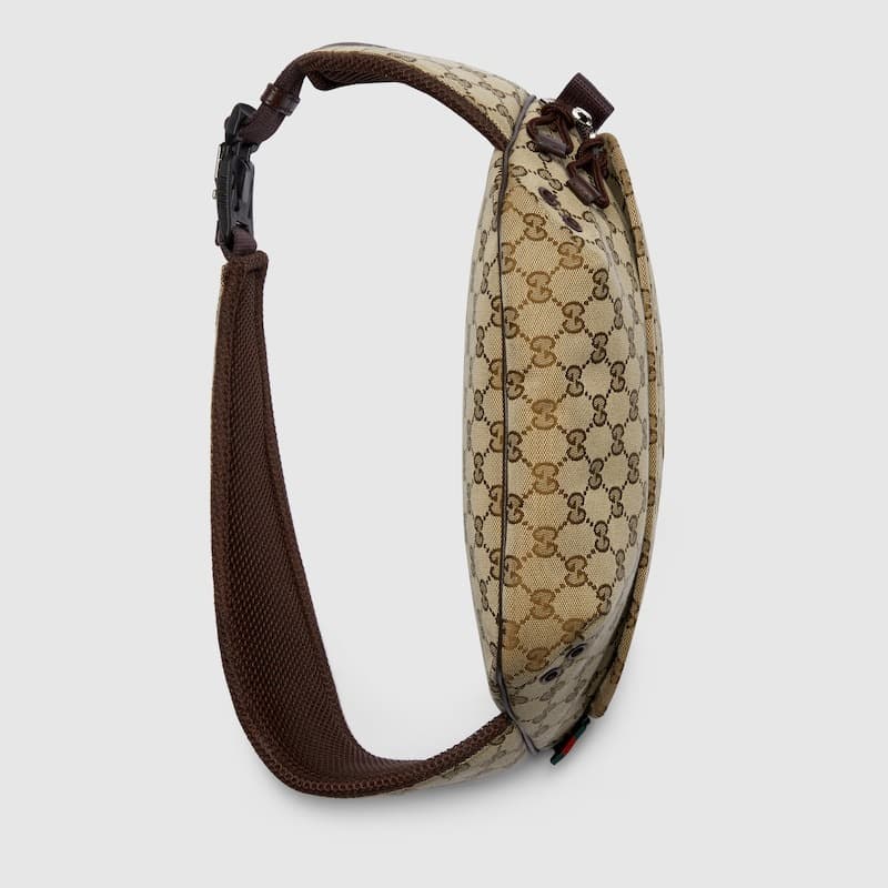 Gucci Small GG Belt Bag Beige And Dark Brown For Men 12.6in/32cm 804262 FADUK 9853