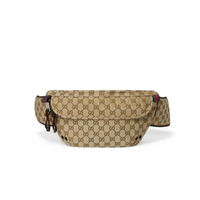 Gucci Small GG Belt Bag Beige And Dark Brown For Men 12.6in/32cm 804262 FADUK 9853