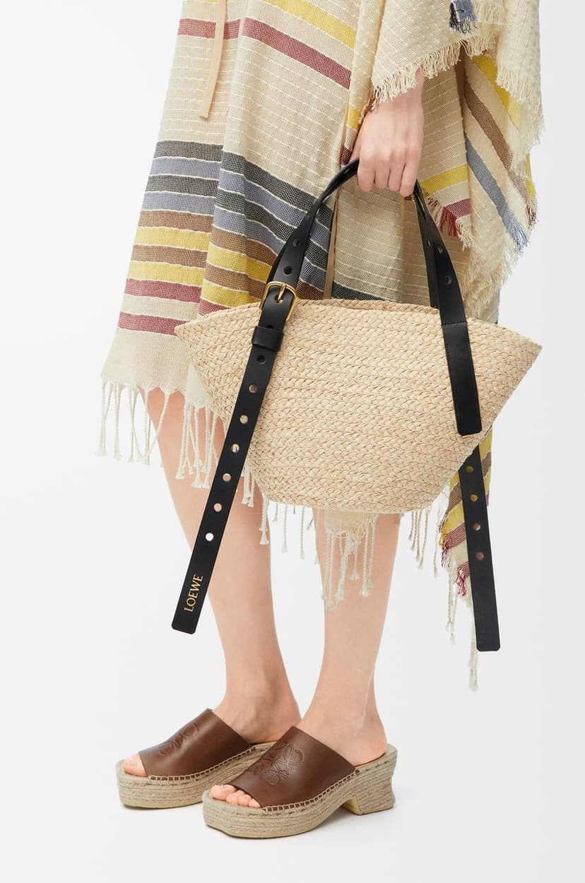 Loewe Small Punch Hole Basket Raffia Natural For Women 22.5cm/8.9in - A223BBPX01