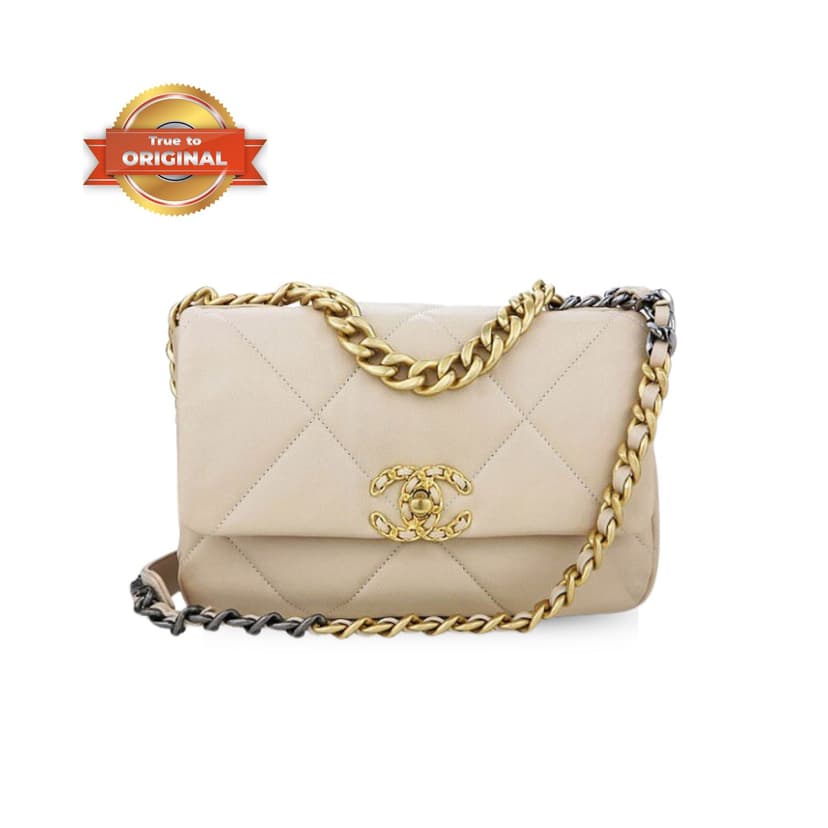 [True-to-ORIGINAL] Chanel 19 Flap Bag Beige For Women 10.1in/26cm