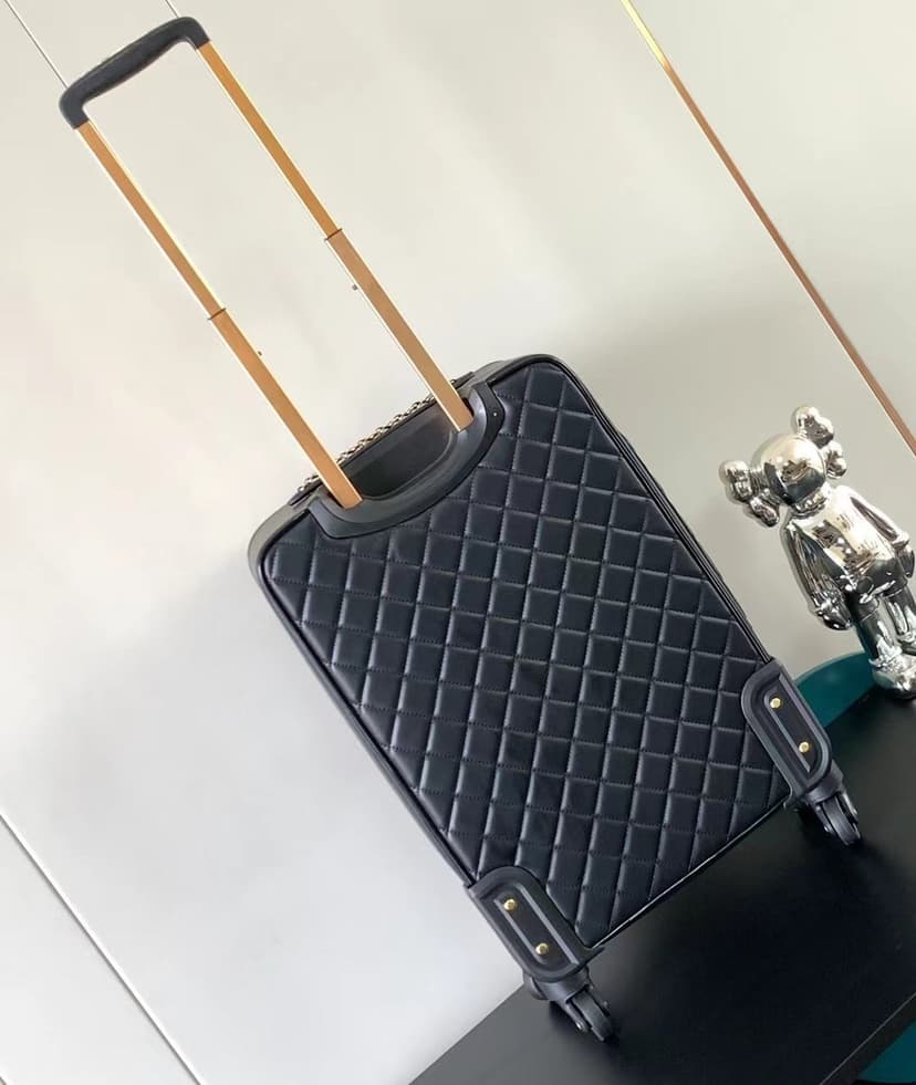 Chanel Quilted Suitcase Black For Women 19.7in/50cm