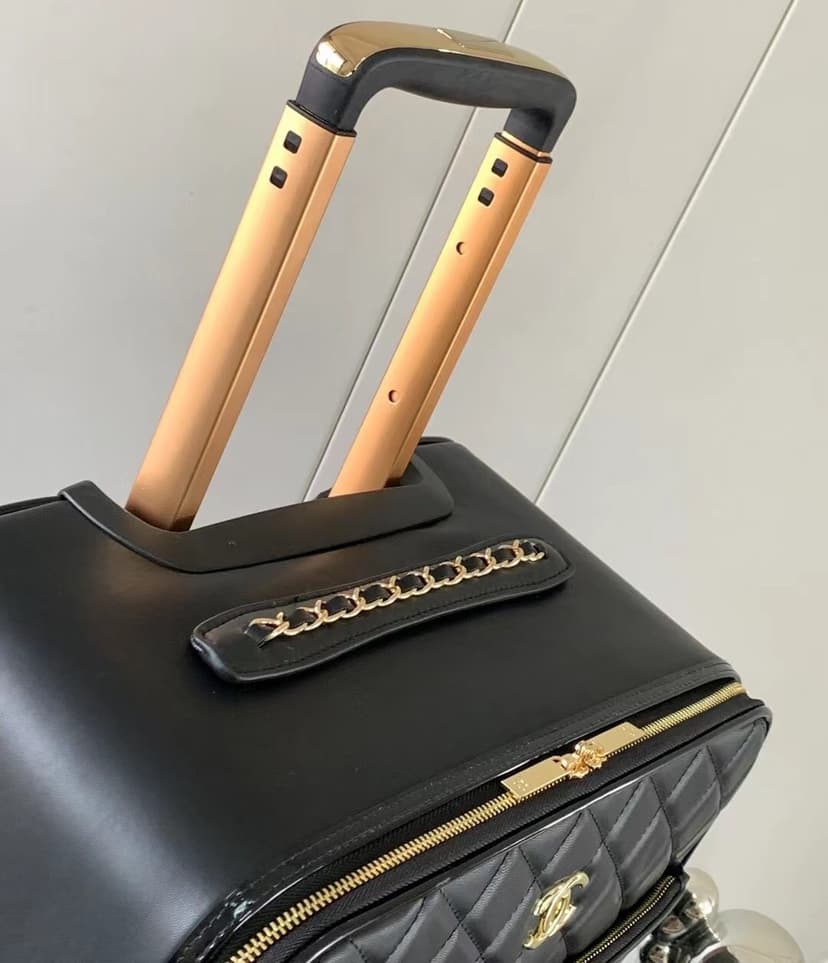 Chanel Quilted Suitcase Black For Women 19.7in/50cm
