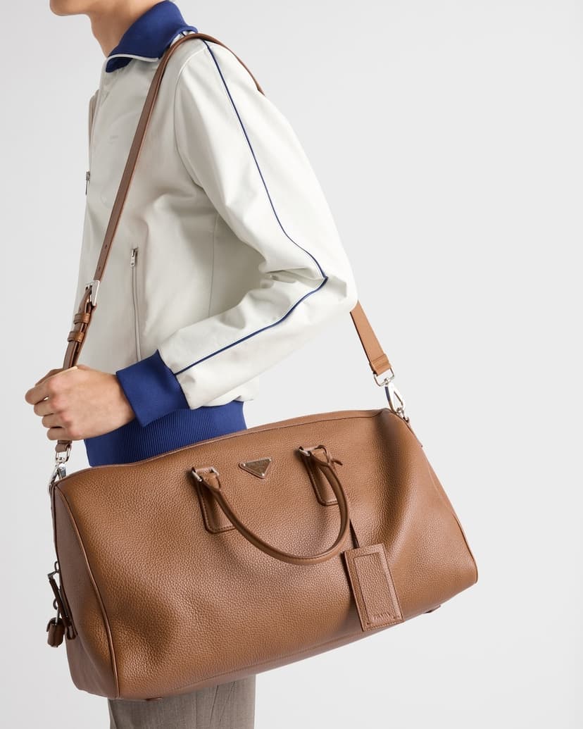 Prada Leather Duffel Bag Cognac For Men 50cm/20in - 2VC048_2BBE_F0046_V_OOO