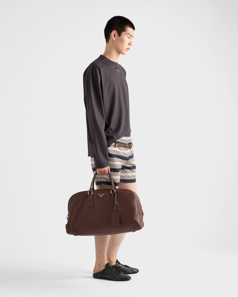 Prada Leather Duffle Bag Sienna For Men 50cm/20in - 2VC049_2BBE_F0038_V_OOO