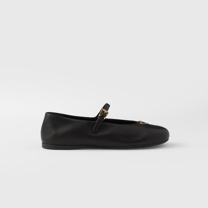 Prada Leather Ballerinas Black For Women 1F793N_038_F0002_F_005