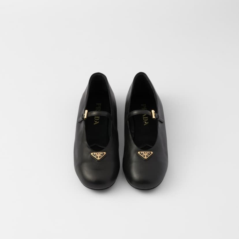 Prada Leather Ballerinas Black For Women 1F793N_038_F0002_F_005