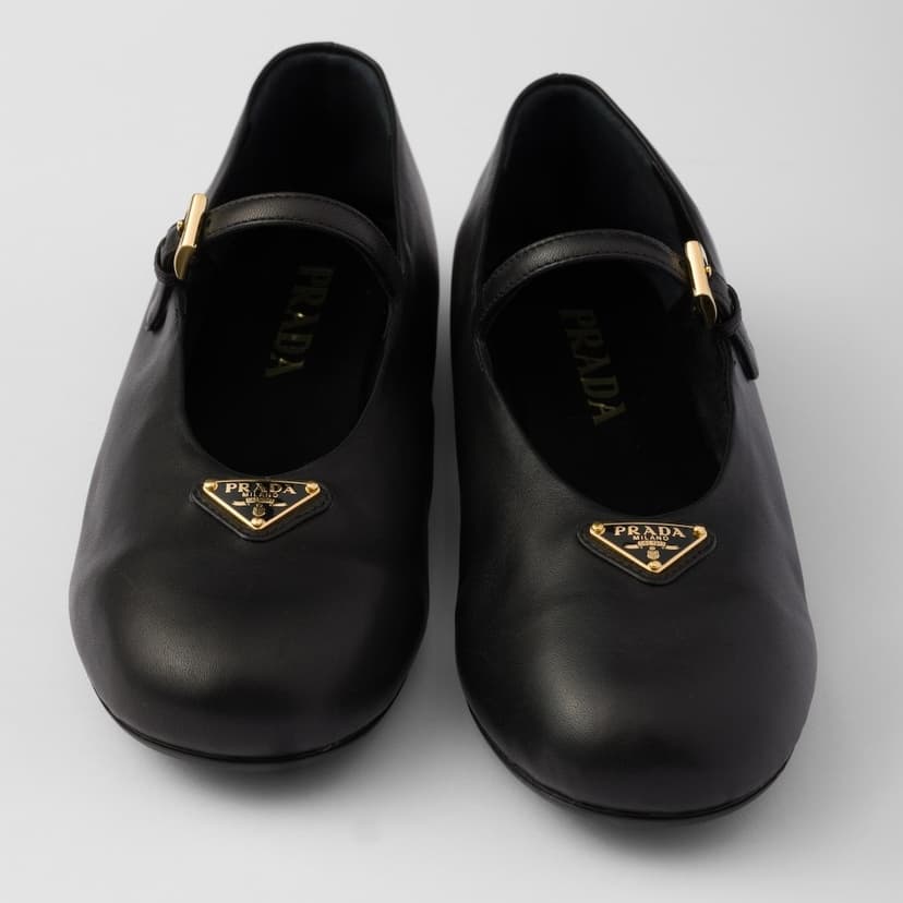 Prada Leather Ballerinas Black For Women 1F793N_038_F0002_F_005