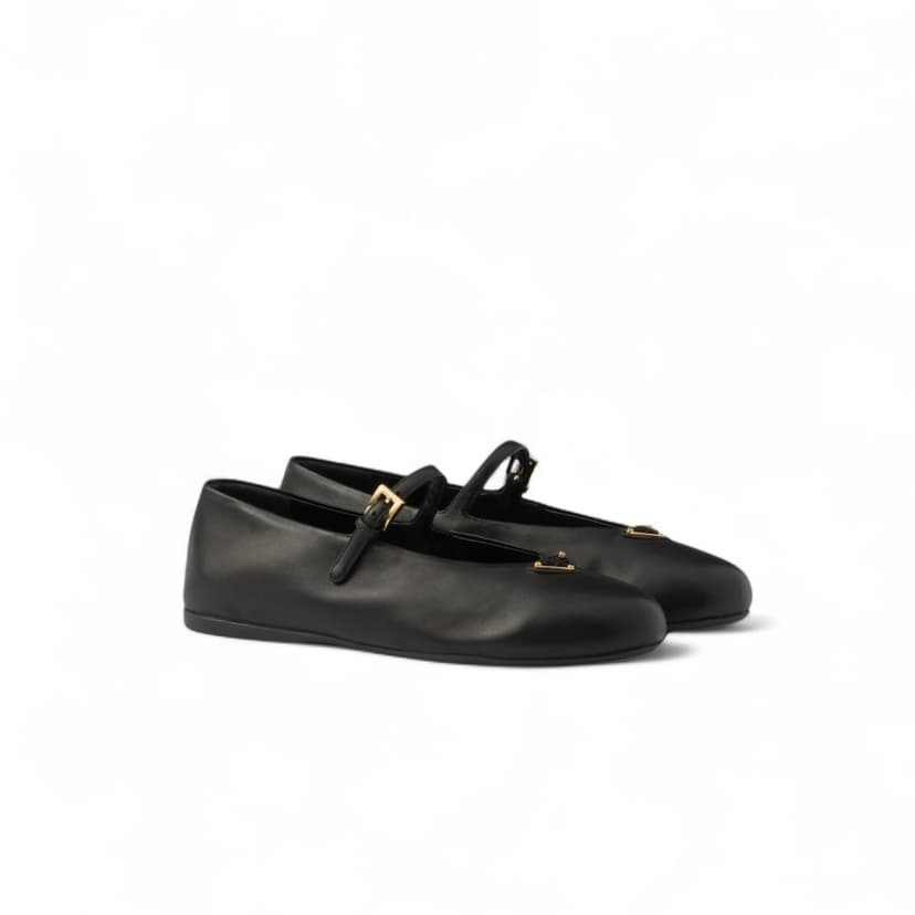 Prada Leather Ballerinas Black For Women 1F793N_038_F0002_F_005