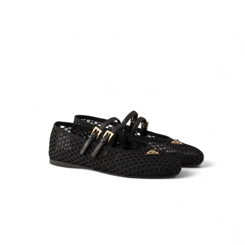 Prada Mesh Fabric Ballerinas Black For Women 1F915N_099_F0002_F_005