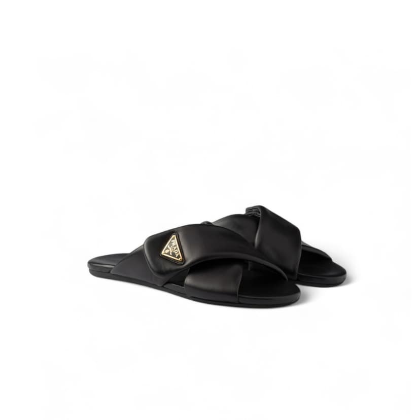 Prada Padded Leather Slides Black For Women 1XX713_ZHP_F0002_F_005