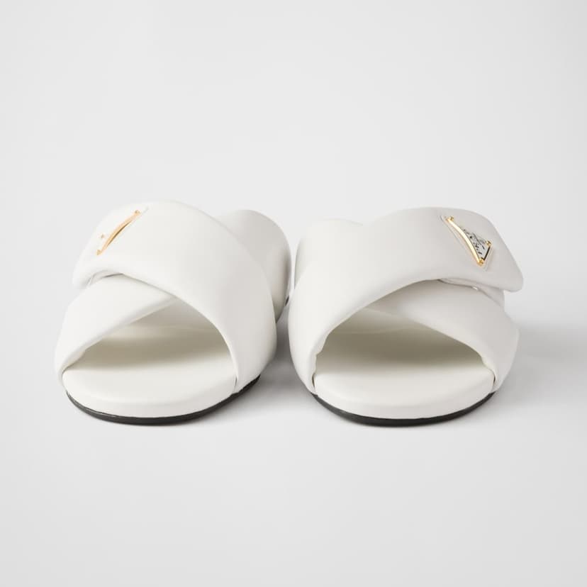 Prada Padded Leather Slides White For Women 1XX713_ZHP_F0009_F_005