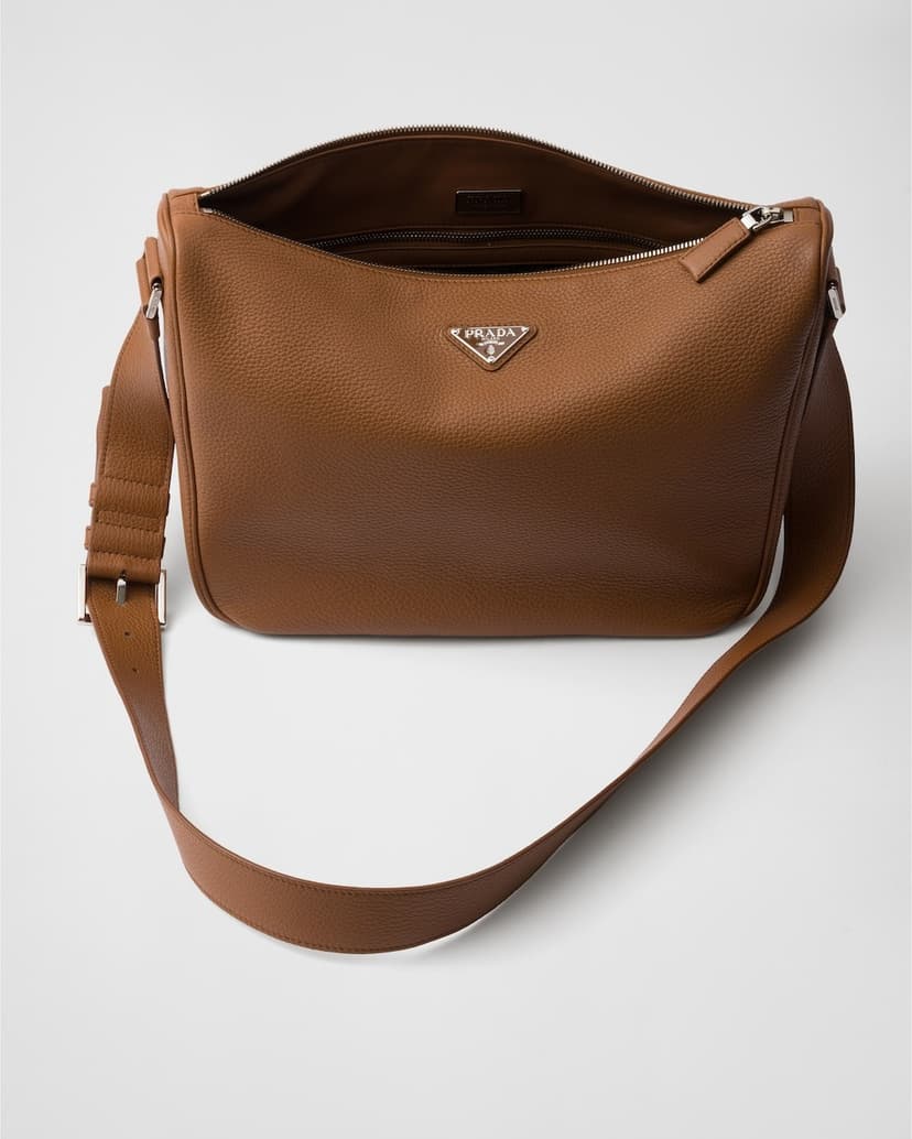 Prada Leather Shoulder Bag Cognac For Men 30cm/12in - 2VH182_2BBE_F0046_V_DOF