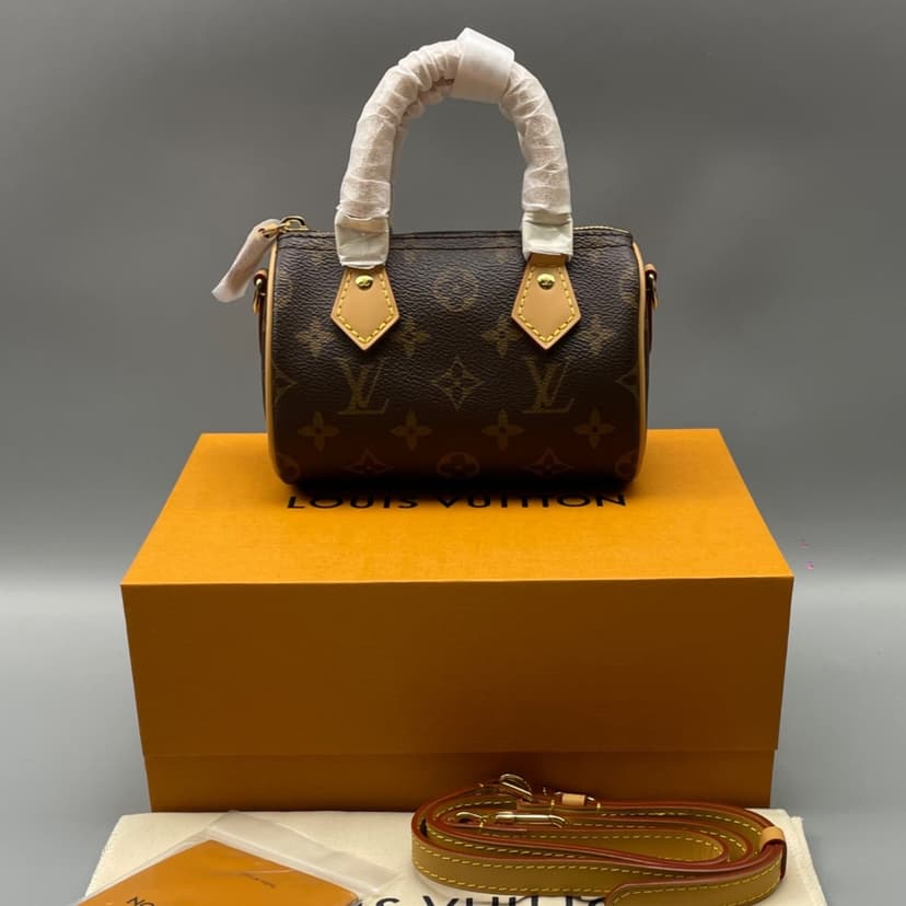 [True-to-ORIGINAL] Louis Vuitton Nano Speedy Monogram Canvas Brown For Women 16cm/6.3in M81085
