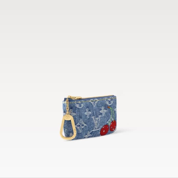 Louis Vuitton LV x TM Key Pouch Cherry Denim For Women 4.7in/12cm M14938