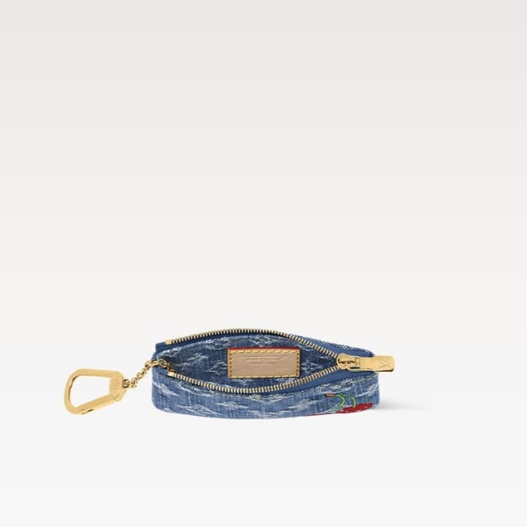 Louis Vuitton LV x TM Key Pouch Cherry Denim For Women 4.7in/12cm M14938