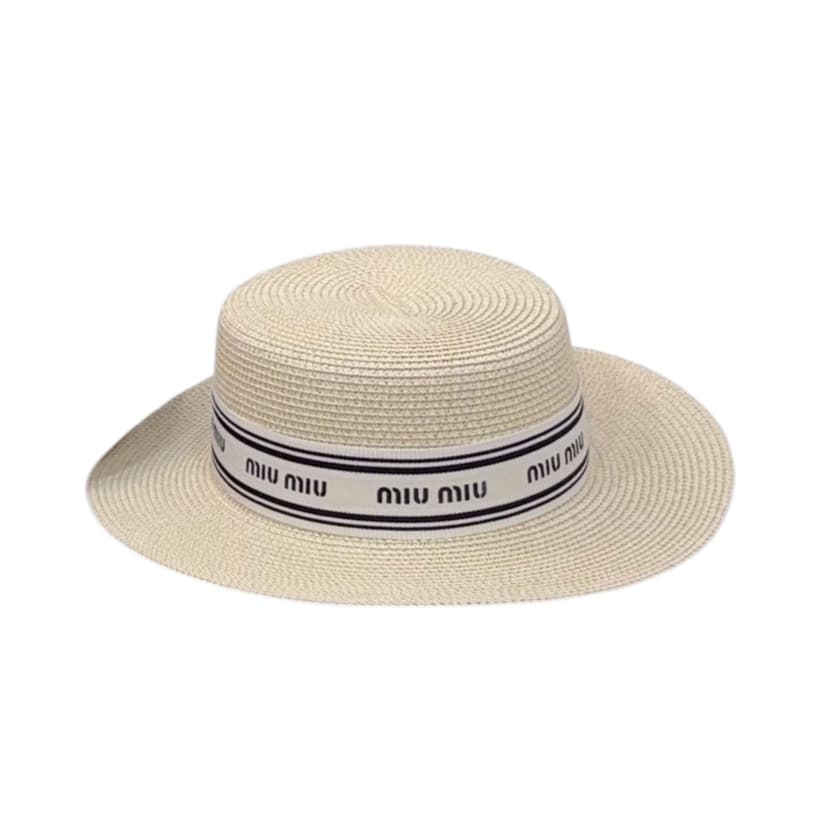 Miu Miu Straw Hat In Raffia Beige For Women 57cm/22.4in