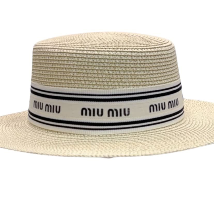 Miu Miu Straw Hat In Raffia Beige For Women 57cm/22.4in