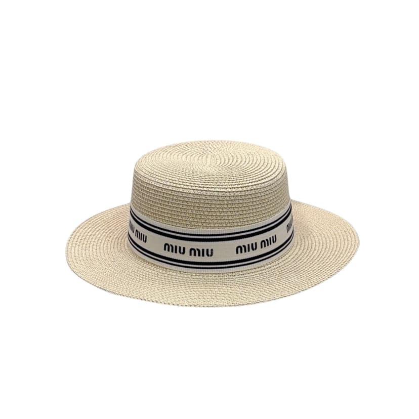 Miu Miu Straw Hat In Raffia Beige For Women 57cm/22.4in