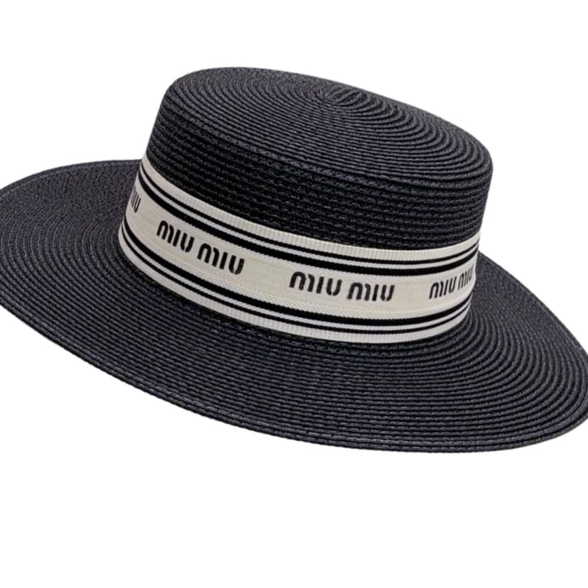 Miu Miu Straw Hat In Raffia Black For Women 57cm/22.4in