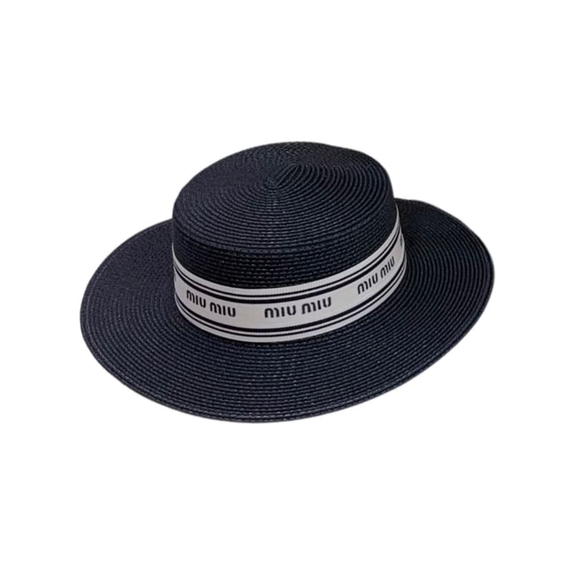 Miu Miu Straw Hat In Raffia Black For Women 57cm/22.4in