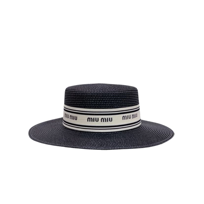 Miu Miu Straw Hat In Raffia Black For Women 57cm/22.4in