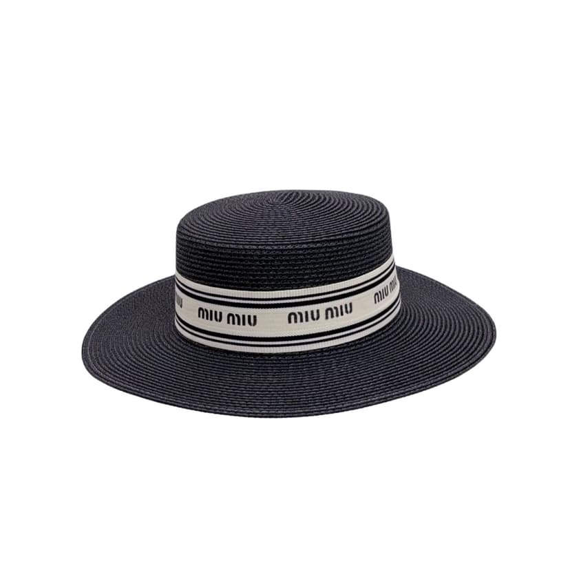Miu Miu Straw Hat In Raffia Black For Women 57cm/22.4in