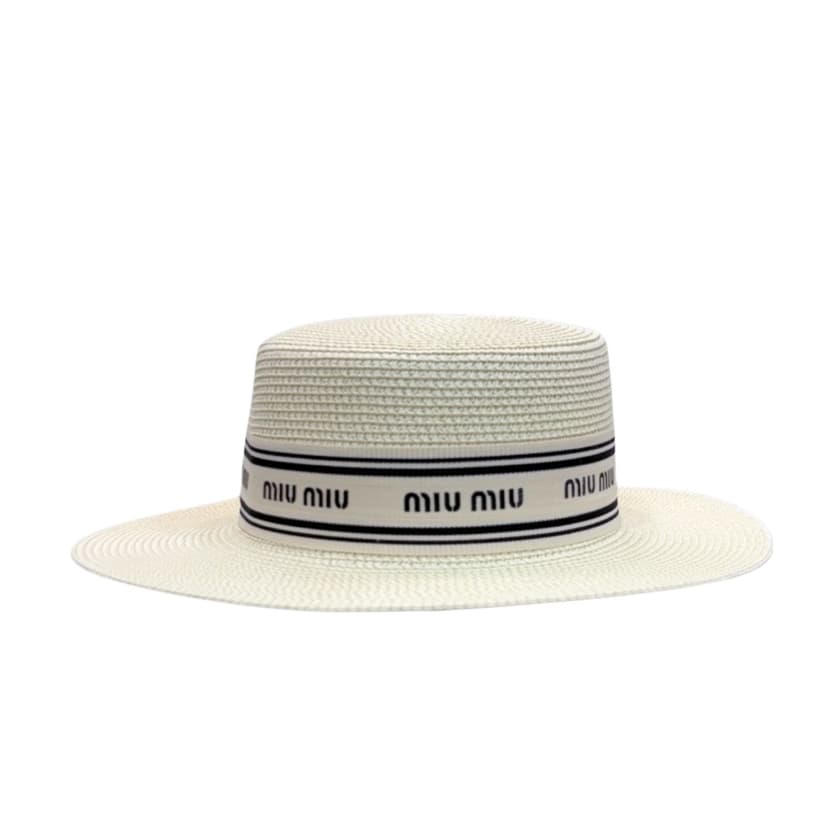 Miu Miu Straw Hat In Raffia White For Women 57cm/22.4in