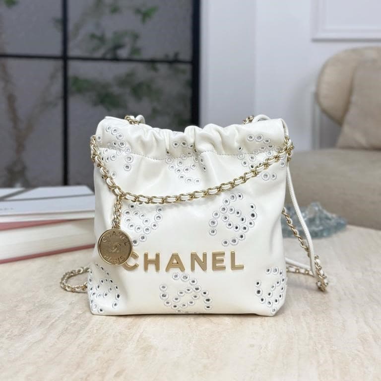 [True-to-ORIGINAL] Chanel 22 Mini Handbag White 7.5in/19cm For Women AS3980-B19648-10601
