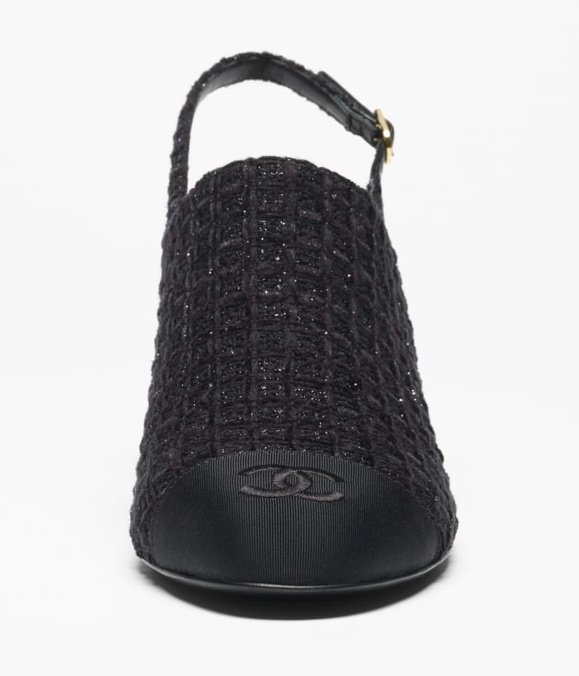 Chanel Tweed Slingbacks Black For Women G46865-B22418-94305