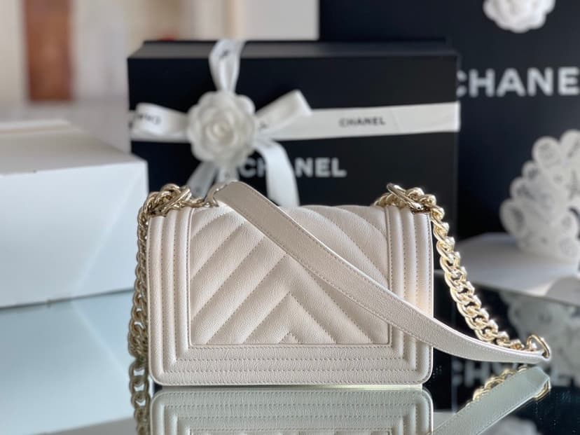 Chanel Mini Boy Flapbag White