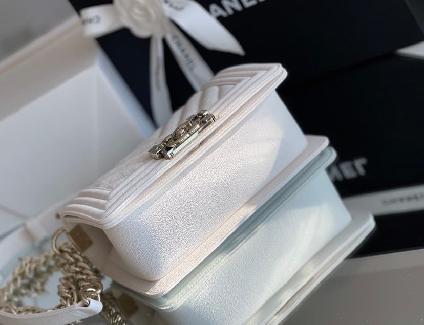 Chanel Mini Boy Flapbag White