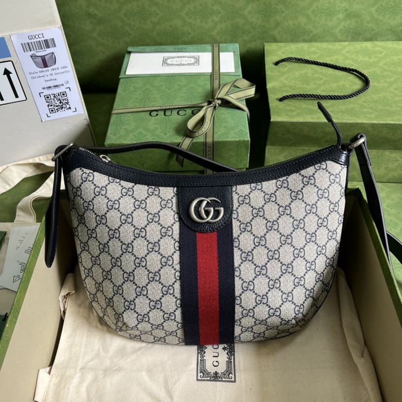 Gucci Ophidia GG Small Shoulder Bag Beige And Blue 598125 2ZGMN 4076