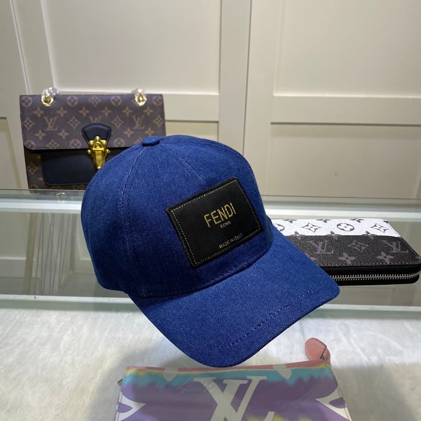 Fendi Denim Baseball Cap Blue Fendi Cap